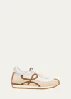 Loewe Flow Runner 2.0 Sneakers In White/brown Nylon And Suede Women In Animal Print