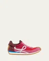 Loewe Flow Runner 2.0 Leather-trimmed Shell And Suede Sneakers In Gradient Pink / White