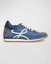 Loewe Flow Runner Suede-trimmed Denim Sneakers In Raw Denim
