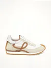 Loewe Flow Runner 2.0 Sneakers In White/brown Nylon And Suede Women In Multi