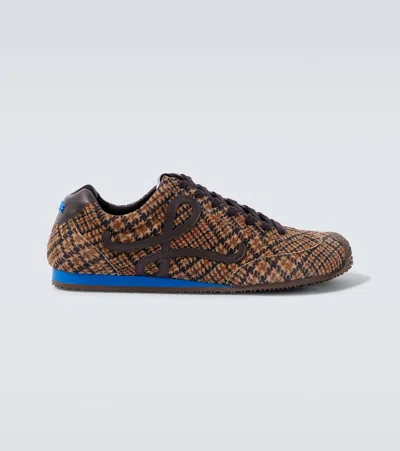 Loewe Ballet Runner 2.0 Leather-trimmed Checked Wool Sneakers In Brown