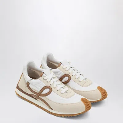 Loewe Flow Runner 2.0 Sneakers In White/brown Nylon And Suede Women