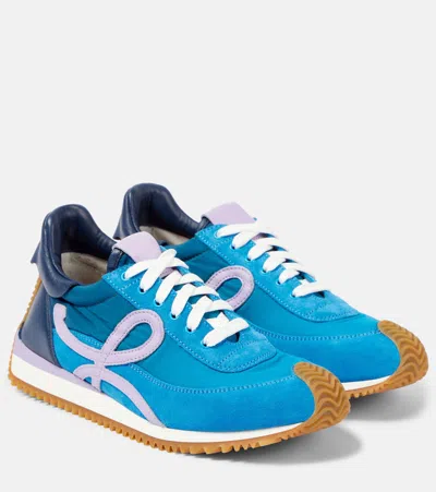 Loewe Flow Runner 2.0 Suede-trimmed Sneakers In Blau