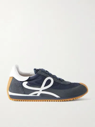 Loewe Laceup Flow Runner 2.0 Sneakers In Nylon And Suede Leather In Black