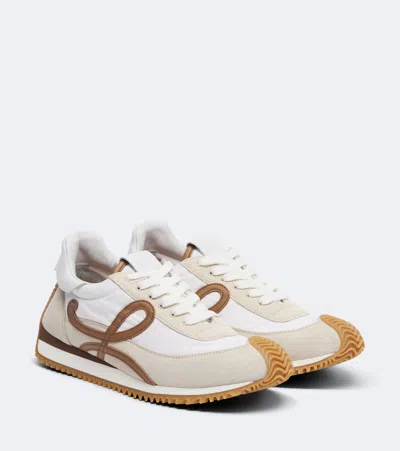 Loewe Flow Runner 2.0 Suede-trimmed Sneakers In White