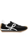 Loewe Flow Mixed Leather Bicolor Runner Sneakers In Black