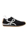 Loewe Flow Mixed Leather Bicolor Runner Sneakers In Black