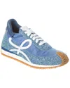 Loewe Flow Runner Suede-trimmed Denim Sneakers In Blue
