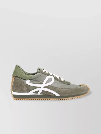 Loewe Flow Runner Leather-trimmed Sneakers In Green