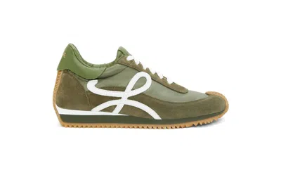 Pre-owned Loewe Flow Runner Olive White In Olive/white