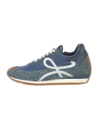 Pre-owned Loewe Flow Runner Raw Denim Athletic Sneakers In Blue