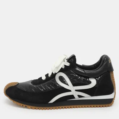Pre-owned Loewe Flow Runner Size 38 Black Leather And Nylon Lace Up Sneakers