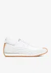 Loewe Suede & Tech Flow Runner Low Sneakers In White