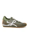 Loewe Flow Runner Leather-trimmed Sneakers In Green
