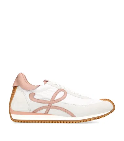 Loewe Flow Runner Leather-trimmed Shell And Suede Sneakers In Beige