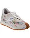 Loewe Flow Runner Floral Brushed Suede Sneakers In White