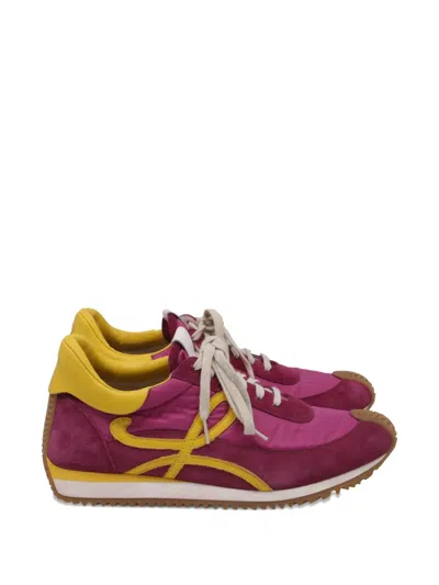 Pre-owned Loewe Flow Runner Suede Sneakers In Pink