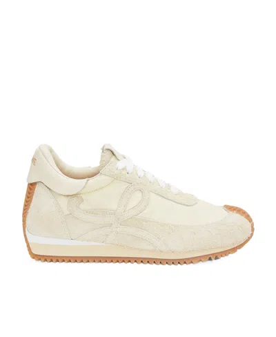Loewe Flow Runner Suede Sneakers In Canvas/soft White