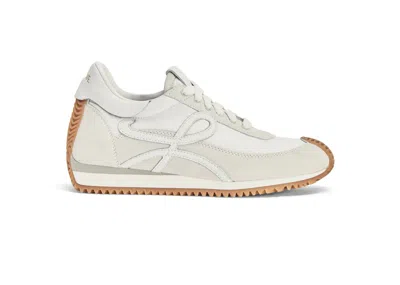Pre-owned Loewe Flow Runner Suede (women's) Sneakers In White