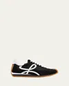 Loewe Flow Mixed Leather Bicolor Runner Sneakers In Black/white