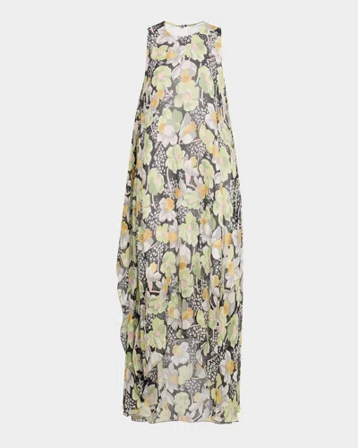 LOEWE FLOWER CHIFFON HIGH-LOW DRESS