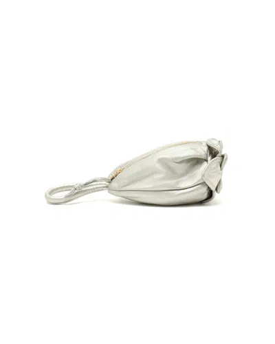 Loewe Flower Clutch Bag In Silver