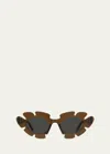 Loewe Flower Injected Plastic Cat-eye Sunglasses In Lbrno/smkg