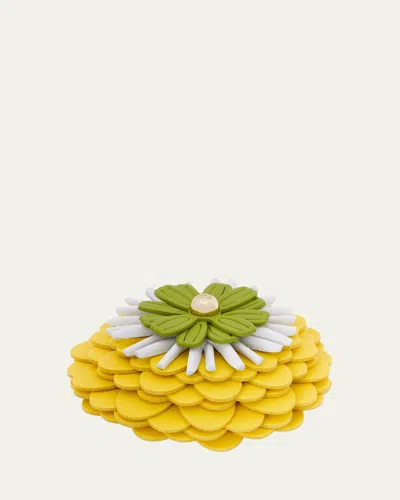 Loewe Flower Leather Pin In Gold