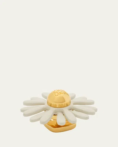 Loewe Flower Pin In Brass And Calfskin