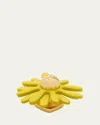 Loewe Flower Pin In Brass And Calfskin In Yellow
