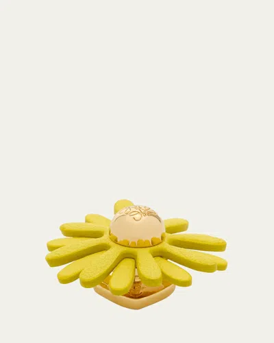 Loewe Flower Pin In Brass And Calfskin