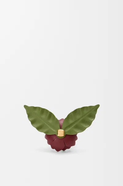 Loewe Flower Pin In Classic Leather Skin For Woman In Burgundy
