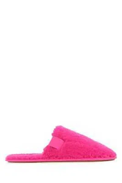 Pre-owned Loewe Fluo Pink Eco Shearling Slippers