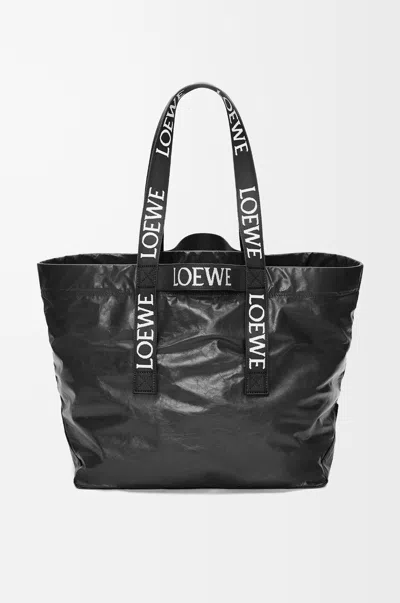 Loewe Fold Shopper In Paper Leather Skin For Man In Black