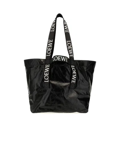 Loewe Fold Shopper In Paper Calfskin In Black