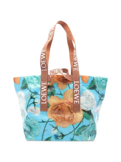 Pre-owned Loewe Fold Shopper Paula's Ibiza Tote Bag In Blue