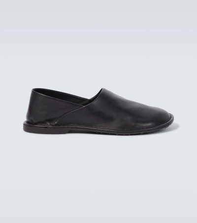 Loewe Folio Leather Loafers In Black