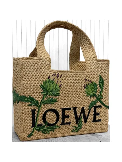 Loewe Font Artichoke-embroidered Tote Bag In Purple