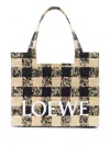 Loewe Font Checkerboard Logo Large Tote Bag In Pink
