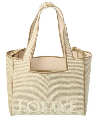Loewe Font Medium Canvas & Leather Tote In Nude