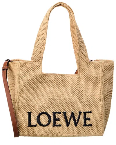 Loewe Font Medium Raffia Tote