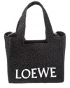 Loewe Logo Medium Tote Bag In Raffia In Black