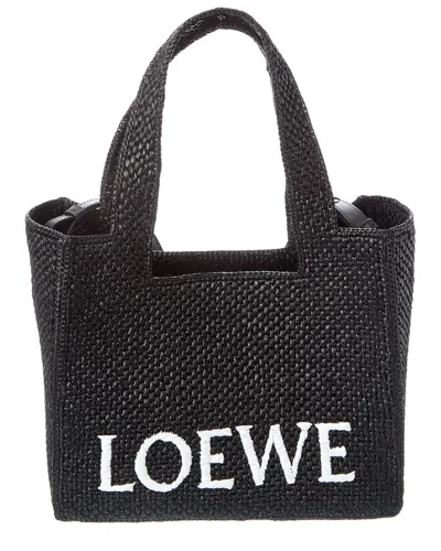 Loewe Font Medium Raffia Tote In Black