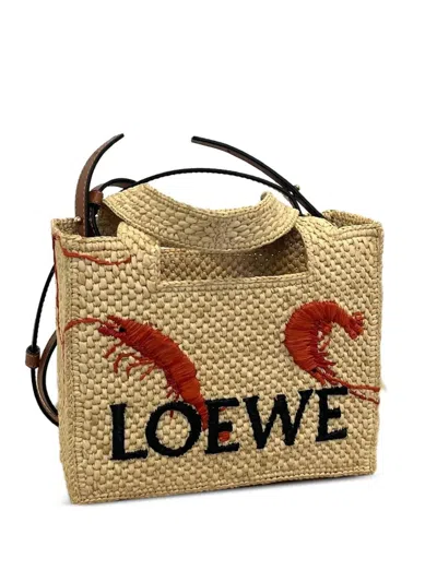 Loewe Font Shrimp-embroidered Tote Bag In Orange