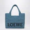 Loewe Small Font Woven-raffia Tote Bag In Light Blue