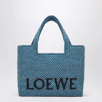 Loewe Font Small Light Blue Raffia Bag
