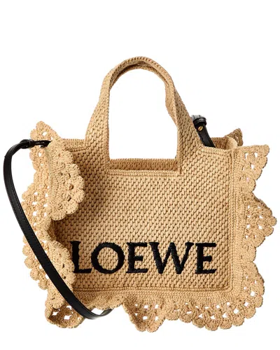 Loewe Font Small Raffia Tote