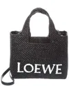 Loewe Logo Medium Tote Bag In Raffia In Black