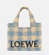 Loewe Small Tote Bag In Gingham Raffia In Beige