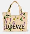Loewe Font Flowers Small Raffia Tote Bag In Beige